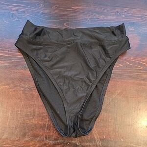 Shade & Shore Black High Cut High Waist Bikini Bottoms S